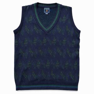 Chaps Ralph Lauren Argyle Sweater Vest Large Navy Green Cotton